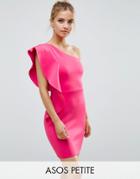Asos Petite Ruffle One Shoulder Scuba Mini Dress - Pink