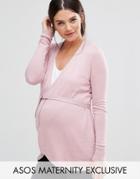 Asos Maternity Lounge Knitted Ballet Wrap Cardigan - Pink