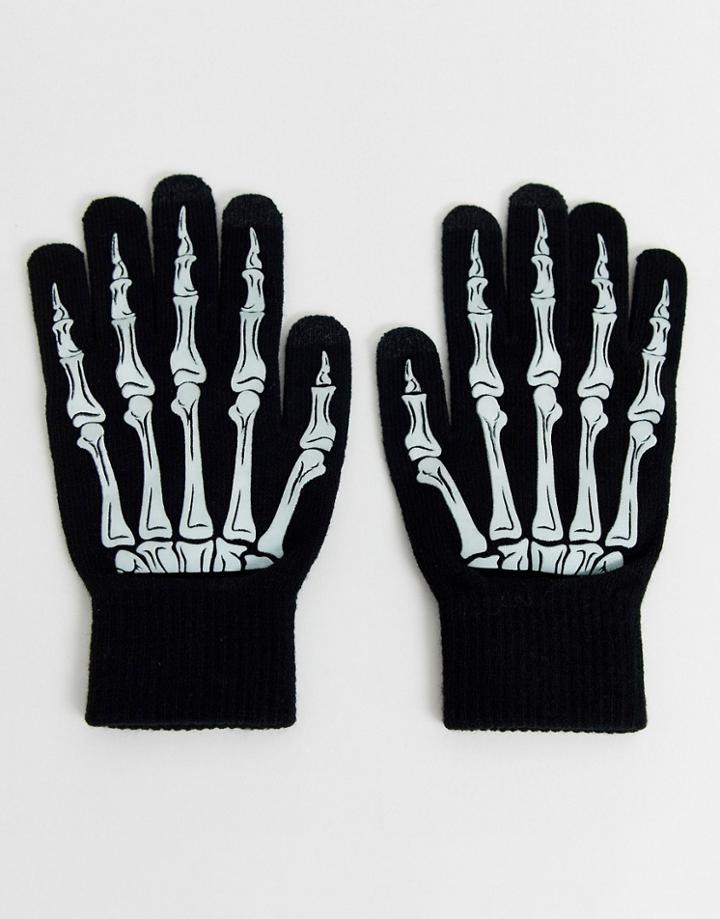 Asos Design Skeleton Halloween Touchscreen Gloves