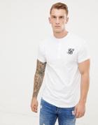 Siksilk T-shirt In White With Grandad Collar - White