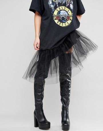 Asos Keats Platform Over The Knee Boots - Black