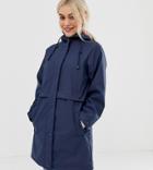 Asos Design Petite Raincoat With Brushed Check Lining - Blue