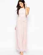 Little Mistress Maxi Dress With Floral Embroidery - Rose