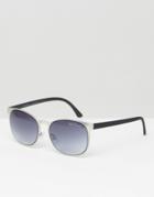 Black Phoenix Round Sunglasses In Platinum - White