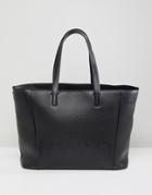 Hugo Logo Leather Shopper Bag - Black