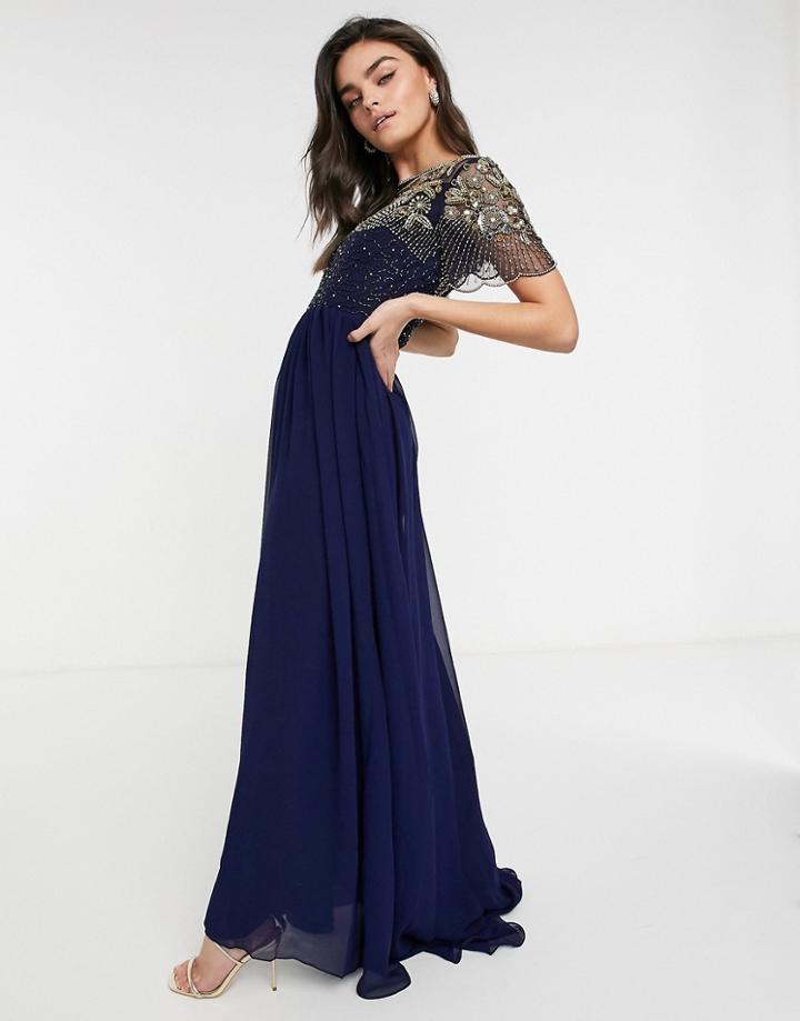 Virgos Lounge Raina Embellished Maxi Dress In Navy
