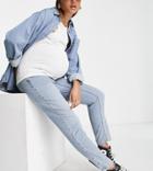 Topshop Maternity Overbump Premium Mom Cotton Blend Jean In Bleach - Lblue