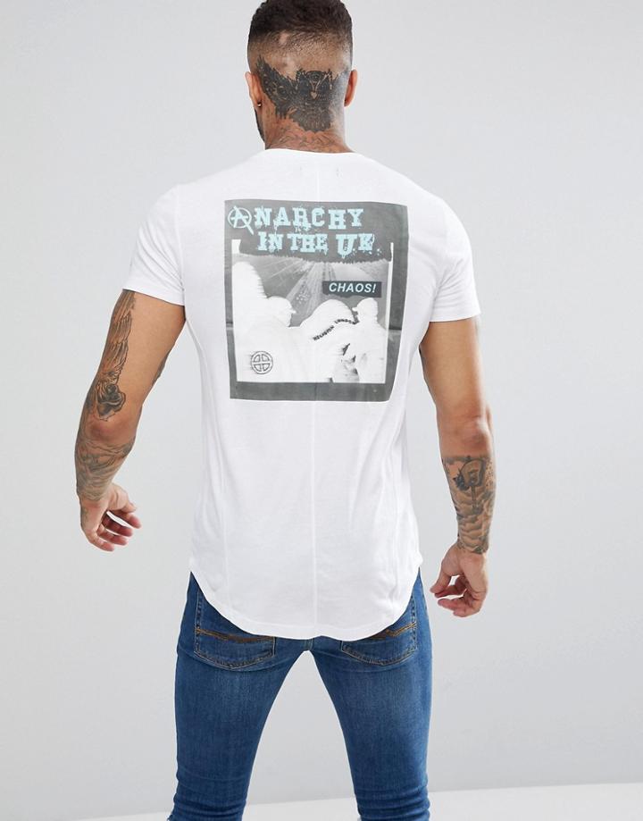Religion T-shirt With Curved Hem Print And Anarchy Back Print - White