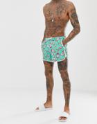 Asos Design Runner Swim Shorts With Ice Cream Print - Multi