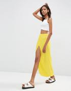 Asos Wrap Maxi Skirt In Jersey - Yellow