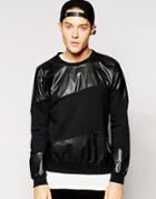 Standard Issue Exclusive Sweatshirt With Faux Leather Panel - Black