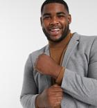 Asos Design Plus Super Skinny Jersey Blazer In Gray-grey