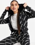 Adidas Originals 'logomania' Repeat Logo Zip Hoodie In Black