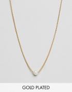 Dogeared Gold Plated Silky Box Chain Large White Pearl Adjustable Choker Necklace - Gold