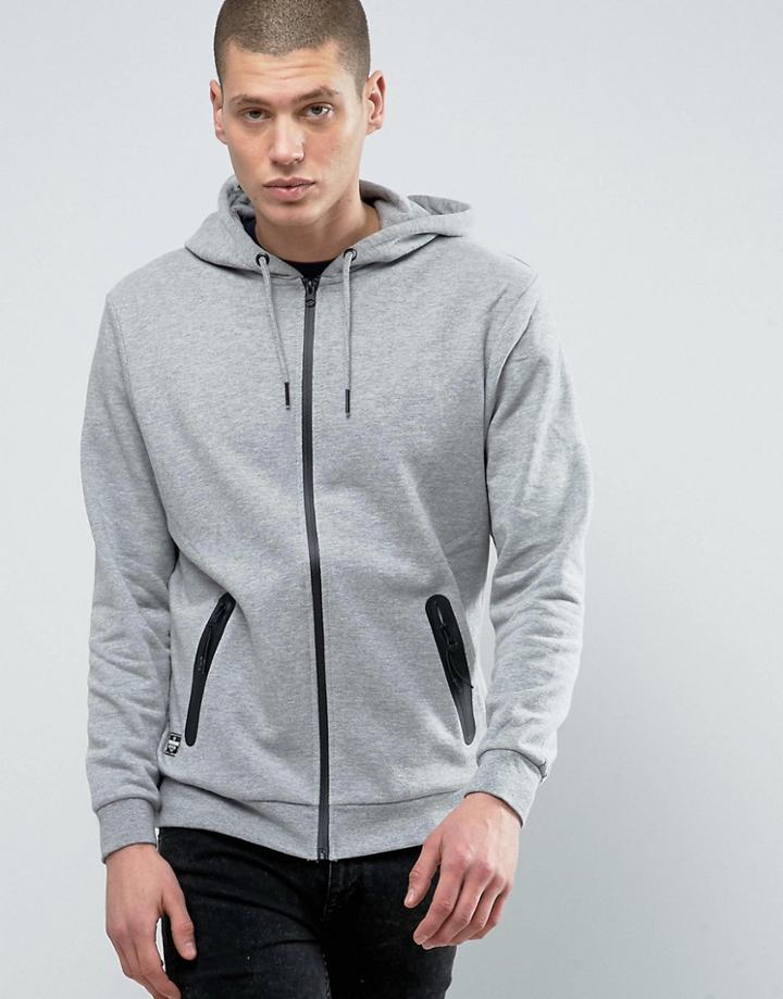 Threadbare Zip Through Hoodie - Gray