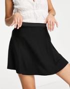 Asos Design Elasticated Waist Flippy Mini Skirt In Black