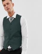 Asos Design Skinny Suit Vest In Forest Green