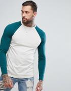 Asos Long Sleeve Contrast Raglan T-shirt - Multi