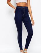 Asos Tall Rivington High Waist Denim Jeggings In Solid Blue - Blue