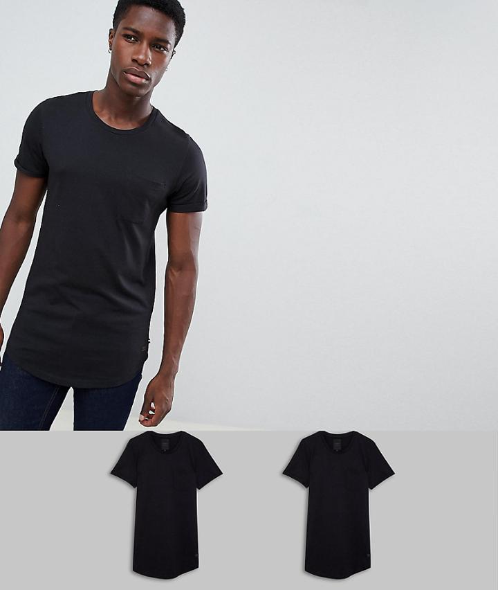 Produkt 2 Pack Longline T-shirt - Black