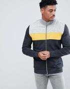 Asos Design Track Jacket With Fabric Interest Panelling - Gray