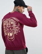 Hnr Ldn Tiger Back Print Sweater - Red