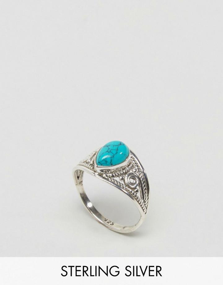 Jo Bali By Kingsley Ryan Turquoise Ring - Silver