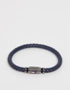 Tommy Hilfiger Braided Bracelet In Navy & Gunmetal - Blue