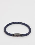 Tommy Hilfiger Braided Bracelet In Navy & Gunmetal - Blue