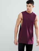 Asos Design Longline Tank With Extreme Dropped Armhole In Red - Red