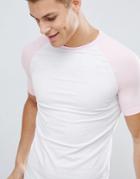 Asos Design Muscle Raglan T-shirt With Contrast Sleeves - Multi