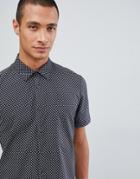 Ted Baker Short Sleeve Shirt In Navy With Geo Print - Navy
