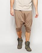 Asos Extreme Drop Crotch Shorts In Super Lightweight Fabric In Brown - Pine Bark