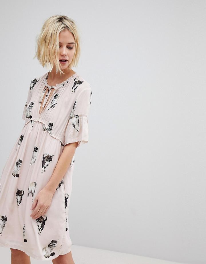 Paul & Joe Sister Cat Print Smock Dress - Pink