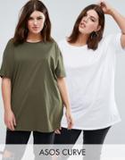 Asos Curve Oversized Tunic T-shirt 2 Pack - Multi