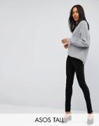 Asos Tall Super High Waist Skinny Pant With Ankle Zips - Black