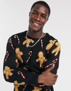 Another Influence Gingerbread Holidays Sweater-black