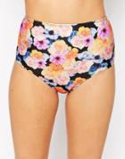 Asos Mix & Match Vintage Floral High Waist Bikini Bottom - Pink And Lemon Flora