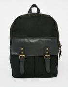 Asos Backpack With Contrast Pocket - Black