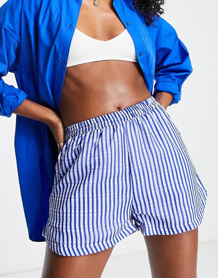 Heartbreak Shorts In Blue Stripes - Part Of A Set-white
