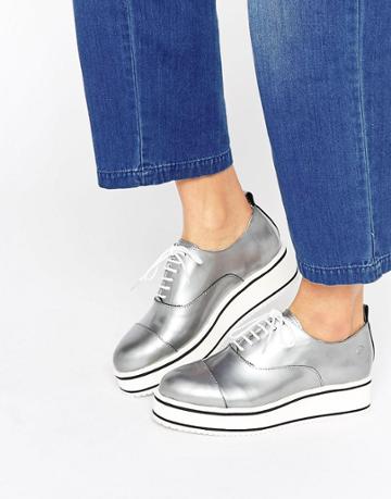 Bronx Eva Flatform Lace Up Shoes - Silver