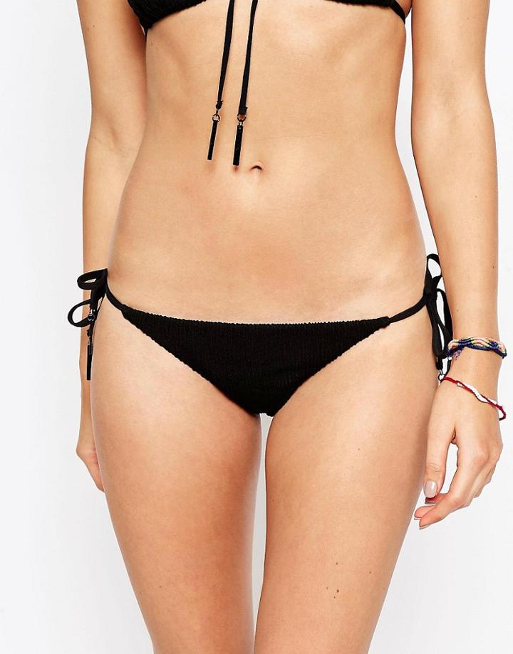 Seafolly Coral Crush Brazilian Tie Side Bikini Bottoms - Black