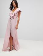 Millie Mackintosh Dorchester Ruffle Front Maxi Dress-pink
