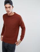 Bershka Knitted Sweater In Brown - Beige