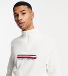 Tommy Hilfiger Exclusive To Asos Lounge Half Zip With Chest Flag Logo In Cream-white