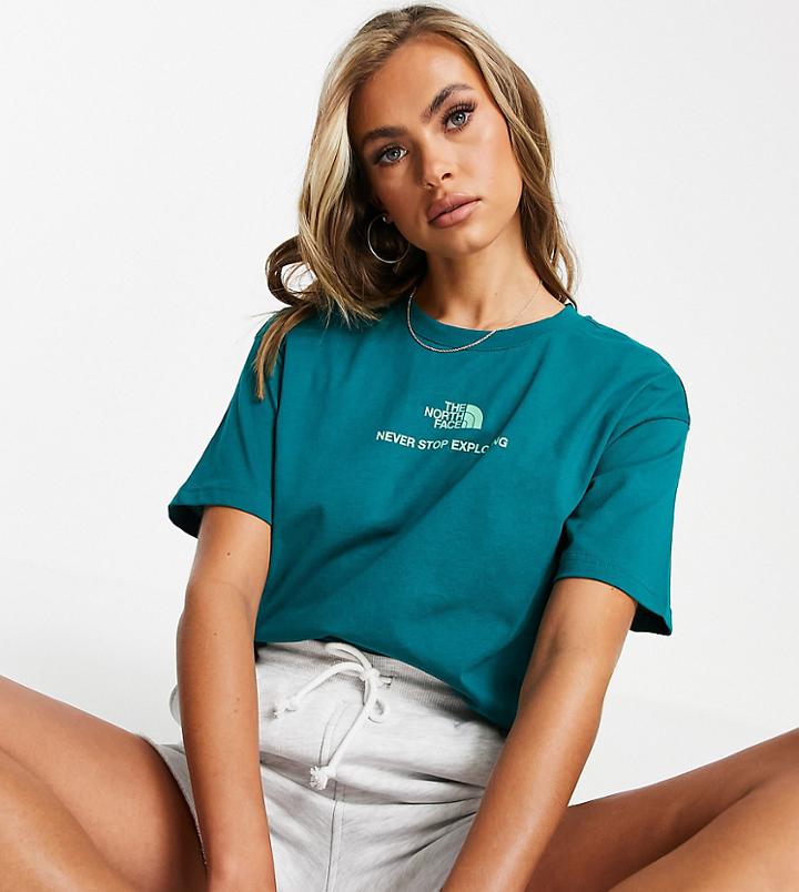 The North Face Logo Cropped T-shirt In Green Exclusive At Asos
