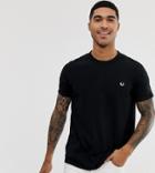 Fred Perry Pique Logo Crew Neck T-shirt In Black Exclusive At Asos