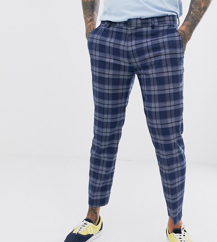 Noak Skinny Fit Smart Pants In Blue Check