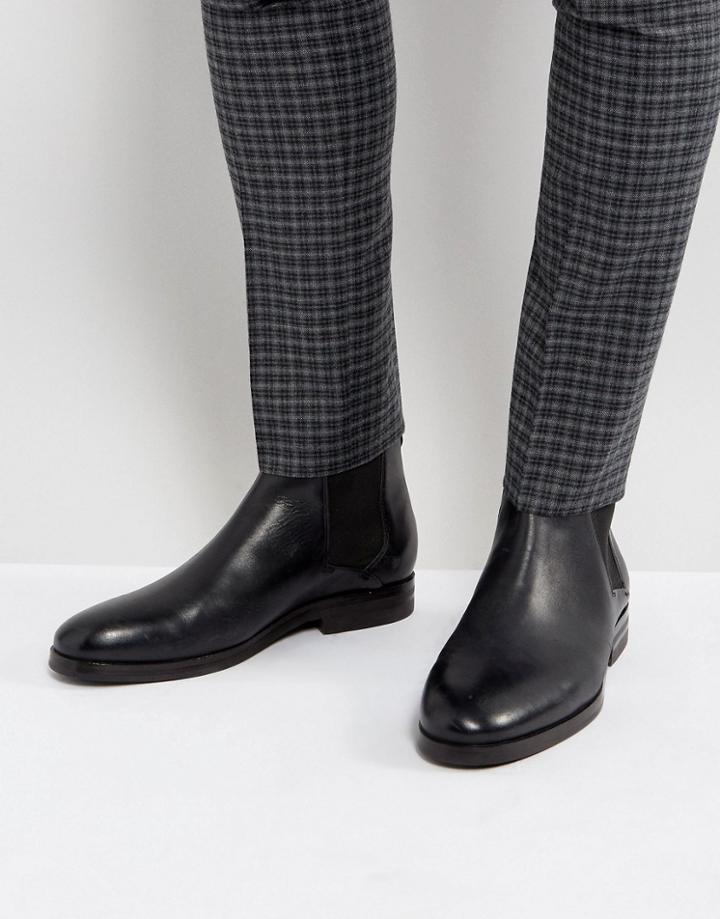 Hudson London Tonti Leather Chelsea Boots In Black - Black