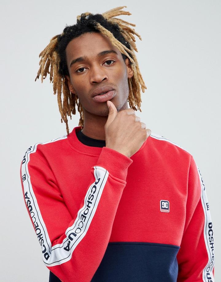 Dc Shoes Kealey Sweatshirt With Sleeve Taping Detail In Red - Red